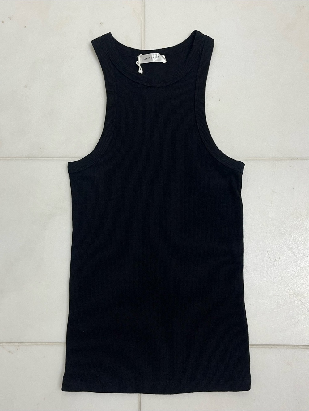 ANINE BING Black Ribbed Tank Top Size XS